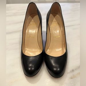 Christian Louboutin 85mm Simple Pump in black.